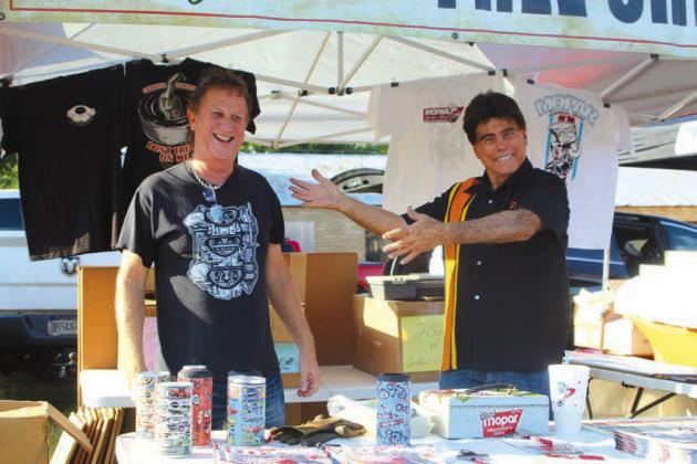 Left Robert Wolf, with Mopar Magazine and Paul Rossi, racer car and stunt driver.