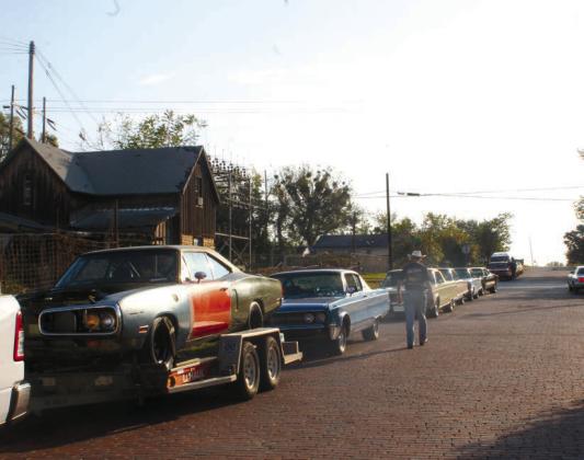 The Mopar cars lined Ninth Street ready for the run.