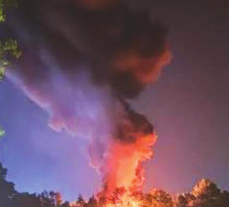 Rubber plant ablaze