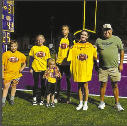 courtesy photo These Pirates were recognized at the game for demonstating the trait of resilience. From left is Jacob Plum of Collins Elementary, Carly O’Neal of BMS, Lynly Dawson of Edison Elementary, Tatum Schonfield of BMS and Delaney Farris of BHS. Congratulations to all of you.