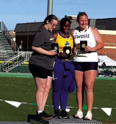 Jaci Shelton placed third at the Great American Conference Championship. She set a new SWOSU record with a throw of 141 ft. She is now an All Conference Athlete and Academic All Conference.