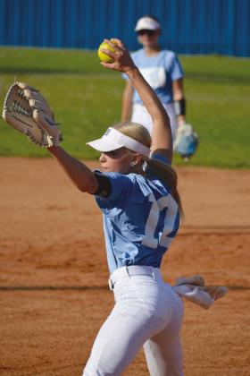 Senior Emily Moore throws a pitch. courtesy photo