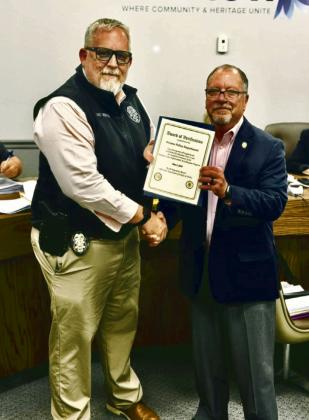 Bristow Chief of Police Kevin Webster and Kevin McCullough, the Oklahoma Association of Chiefs of Police Accreditation Director. courtesy photo