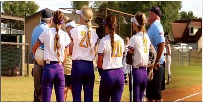 Kinzie Williams, Abby Morgan, Makenna Ingram, and Ava Yocham at the plate pregame.