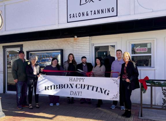 Pictured at the Lex’s Salon ribbon cutting from left is Joey Varner, Kris Wyatt, Jeryn Fletcher, Chelsey Wilson, John Tidwell, Alexis Akers (owner), Chapman Shields and Krista Burden. courtesy photo