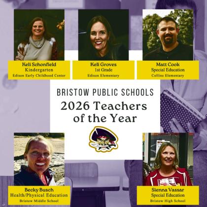 Bristow Public Schools 2026 Teachers of the Year