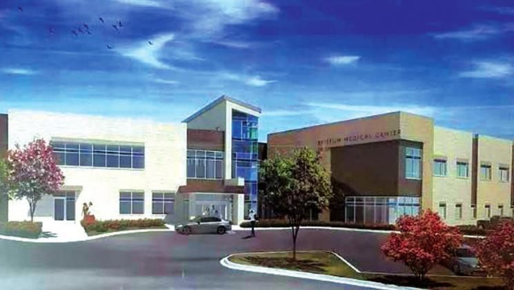 This is the plans for the design of the new hospital. Left is the front of the building and right is the back. The building will have incorporated into the design, old marble and brick from the old Bristow High School and Washington Elementary that were saved when the buildings were torn down.
