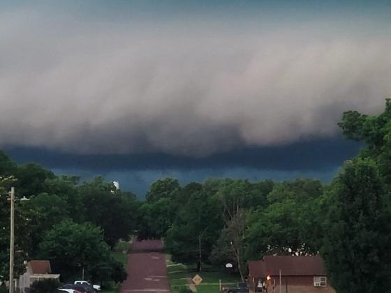This shot is looking west on 5th Street, just before the clouds turned dark and the downpour started.