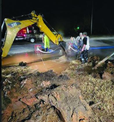 The entire city was without water last week due to a main water line break near Mayfair and W. Hwy 66. The public works department worked diligently to get it fixed and restore the water. The project took approximately eight hours.