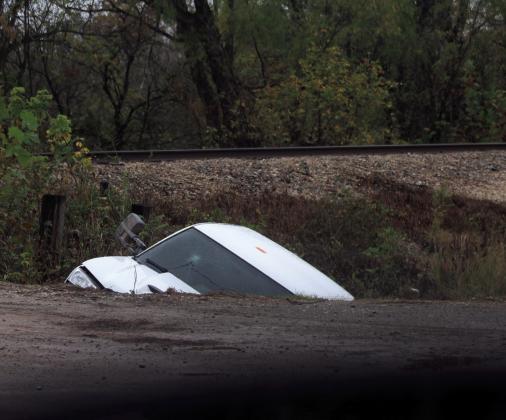On Saturday this truck landed in a ditch on West Hwy 66 near 417th Street due to rain and slick highways. Vicki Grisham photo