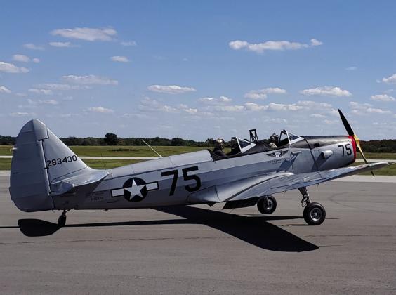 CAF Spirit of Tulsa Squadron Unit Leader &amp;amp; Pilot Robert Prater lands the Fairchild PT-19 at Bristow Jones Memorial Airport. courtesy photo