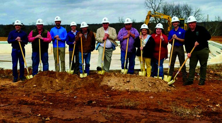 From left, Colby Wissel, Spirit Bank; Jarron Whitehouse, Creek County Commissioner District 3; Kendall Carter, Thompson Construction, Inc.; Chuck Mitchell, PEC-Professional Engineering Consultants; Troy Davidson, Bristow Public Works, Supervisor; Rick Pinson, Mayor; Judd Johns, Bristow Councilmember/Vice-Mayor; Sabrina Mounce, City Clerk; Jeryn Fletcher, Bristow City Councilmember, Carson McCullough, Thompson Construction, Inc. and Kevin Webster, Assistant Police Chief. courtesy photo