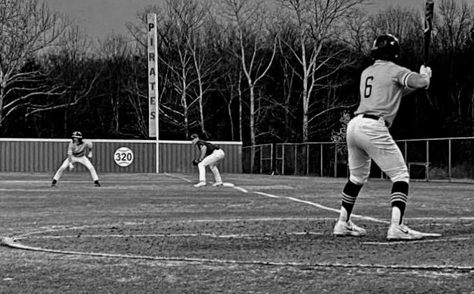 Brock Graces batting with Justin Gill getting a lead at first.