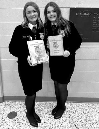 Left, Steele McNiel earned 1st place in 8– 9th Grade FFA Opportunities, and right, Hadlie Bell took 2nd in the FFA Creed contest They’ll be competing at State.