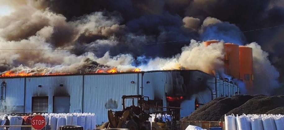 Tire recycling plant ablaze