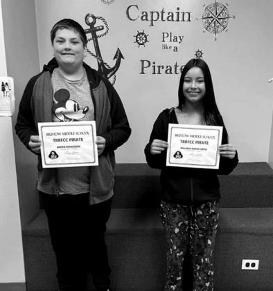 Seventh grade TRRFC Pirates for October is Bricen Bohannonand Millaina Novak-Ortiz.