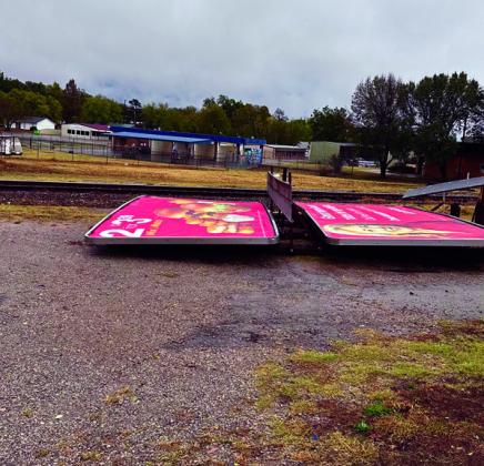 The sign at the intersection of Fourth and Main was completely destroyed.