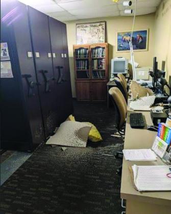 The storm caused the roof to collapse at the library.