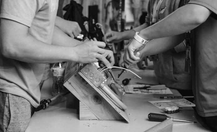 Eighth grade students participate in an Electrical Trades demonstration at Central Tech’s annual Career Connections. courtesy photo