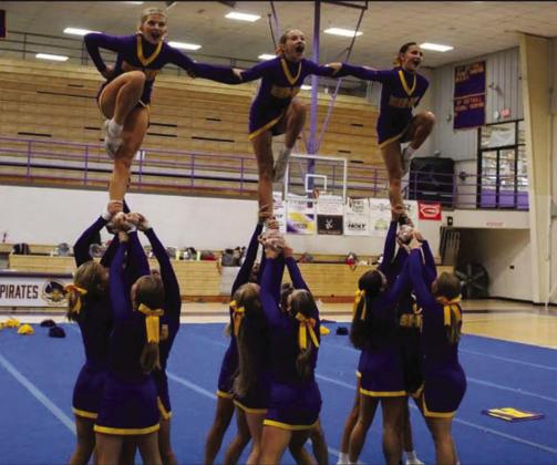 courtesy photo The Bristow Pirate Varsity Cheer team competed in state competition taking home the title of State Runner Up for the second year in a row.