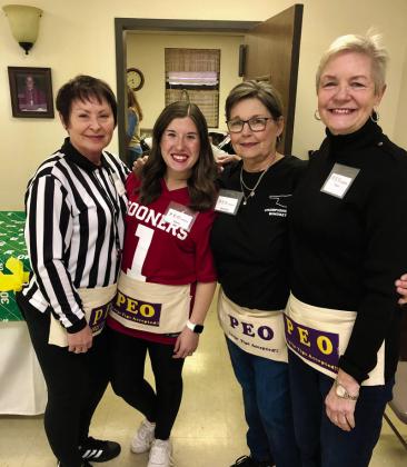 Pictured are P.E.O members from left, Lola Kelley, Kara Blansett, Dorothy Livingston and Pam Milton.