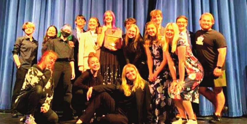 The Bristow Public School speech and drama/theatre students took regional this year, receiving a trophy shown above, for its One-Act play. coutresy photo