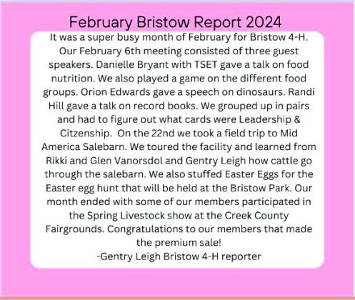 Bristow 4-H Happenings