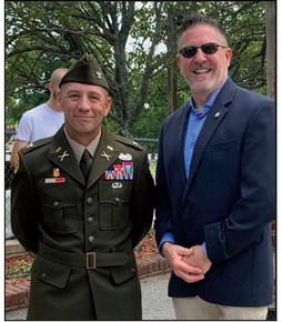 Retired U.S. Army Colonel Carl Chasteen with Oklahoma legislator Senator Todd Gollihare following the Memorial Day service. courtesy photo