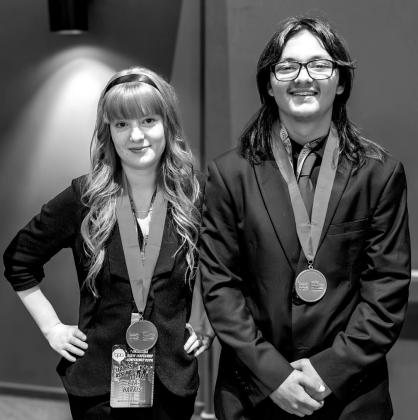Second place in Global Marketing Team from left, Ava Harris, Sapulpa and MiguelYbarra, Bristow. courtesy photo