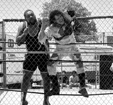 Lionheart Championship Wrestling entertained more than 100 spectators at two demonstrations. Wrestlers Will Chambers and Zacharia Zoom fought outside and inside the ring.