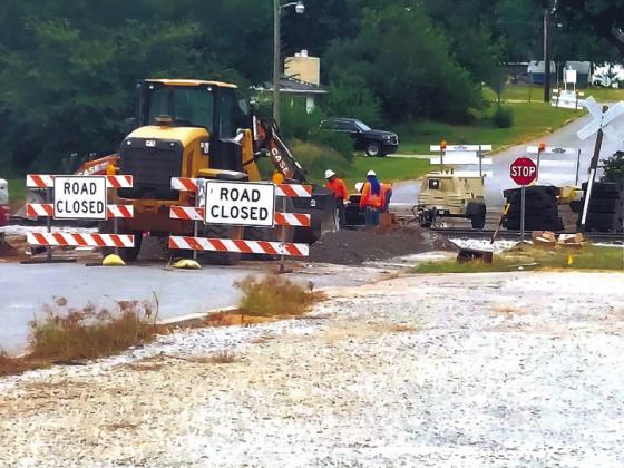 The railroad crossing repairs are underway. On Thursday and Friday, the crossing on 10th Street was turned into a smooth crossi over and on Monday the crossing repairs on 6th street were started. Angie Gentry photo courtesy photo