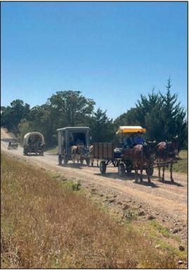 Faith Baptist Church, of Slick, held its third annual Sheldon Biggs Memorial Cloverlead Wagon Train ride on Sept. 29 - oct. 2. All together there were ten wagons and four to eight out riders who went out from the church and then back. It was a 20 mile ride each day with some camping and music held at night. courtesy photo courtesy photo