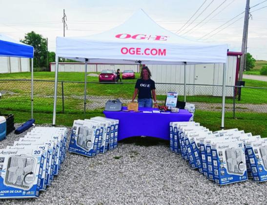 courtesy photo Last week OG&amp;amp;E partnered with Tulsa Area United, at Bristow Social Services, to provide resources and free fans to the seniors in the community.