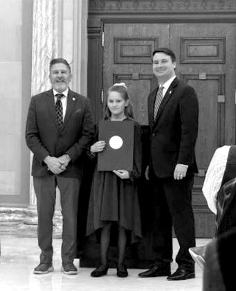 Riley Braden with Senator Gollihare and House Speaker Kyle Hilbert.