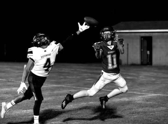 Gabe Peeler goes for the pass.