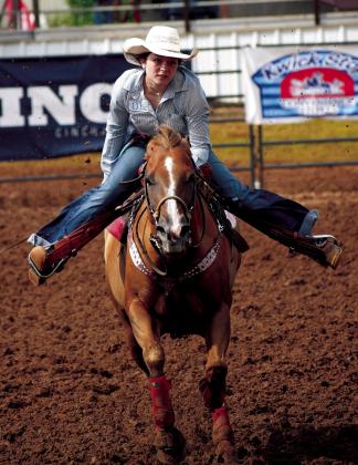Jentezen Smith photo Tri County Herald Bristow barrel racer, Audrey Sauter. at the International Finals Youth Rodeo in Shawnee.