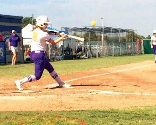 Mariah Moody hits a three run home run against Poteau. courtesy photo