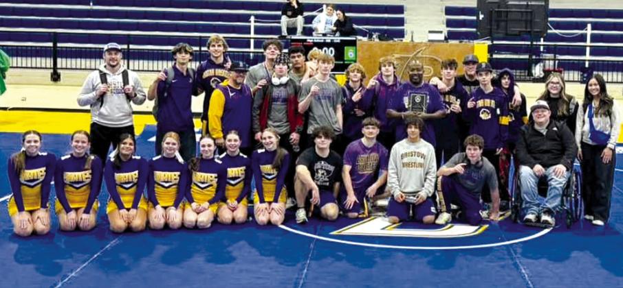 The Bristow Purple Pirates Wrestling team wrestled their way to the championship at the Tulsa 7 Tournament, The team earned 245 points in the duals. courtesy photo