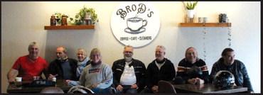 French motorcyclists stop in Bristow