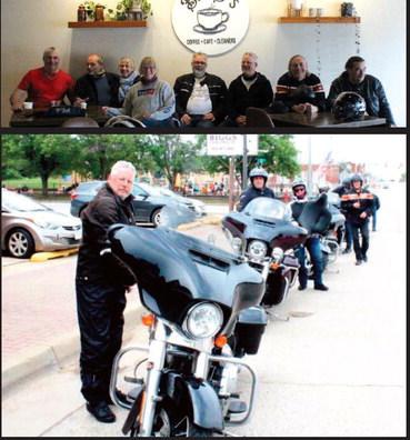 Motorcyclists, from France, taveling the sights of Route 66, stopped at BroD’s Coffe Shop on Monday to enjoy a cup of Expresso. Vicki Grisham photo