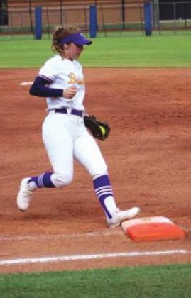 Mariah Moody makes an out at first. courtesy photo