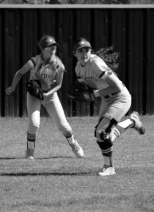 Kady Rodman and Morgan Steele play outfield. courtesy photo