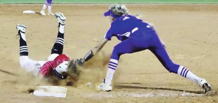 Ava Yocham tags a Ft. Gibson runner out.