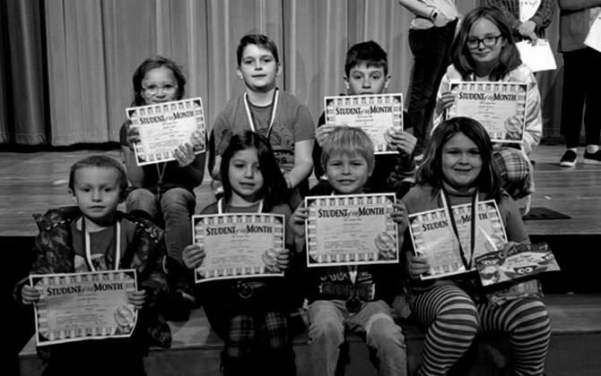 October students of month are front row from left, Gatlin Bailey,Sofia Atanacio, Tate Kearney, Aspen Cooper. Back row from left Brylee Hyde, Ace Cooper, Ayden Haulcomb and Mary Hellard.
