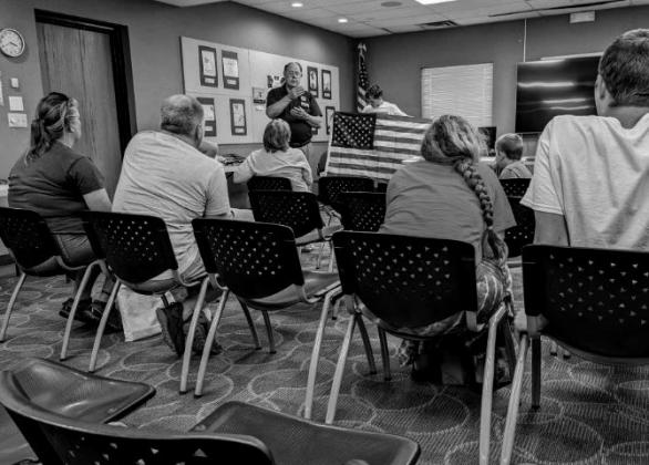 Javan Greco’s flag presentation at Bristow Public Library June 12, 2024. courtesy photo