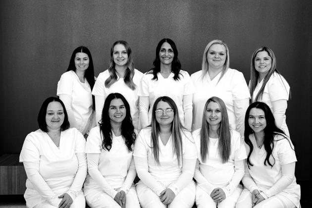 On February 27, Central Tech held a graduation ceremony for Practical Nursing students. Back row from left Hope Phillips, Cushing; Kelly McBroom, Cushing; Ambra Emerson, Cushing; Alicia Dean, Tulsa; Kirbi Hixson, Drumright. Front row from left, Randi White, Drumright; Skyler Wesley, Bristow; Savannah Delonais, Bristow; Chelsea McBride, Oilton amd Gracie Delonais, Bristow. courtesy photo