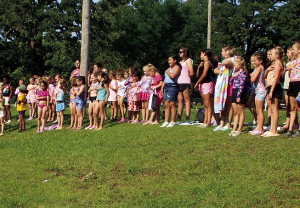 Angie Gentry photo The first day of Bristow Day Camp started on Monday with lots of fun activities for the campers from cooking, archery, fishing, horseback riding and swimming, along with lots of fun activities for the kids. Camp began with the Pledge of Allegiance.