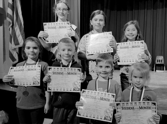 Depew Elementry January student of month are front row from left, Hadlie Groves, Carper Wilkerson, Rowdy Vick andClara Jones. Back row from left,: Kaylor Hopkins, Aspen Hitchens, and Harper Gaudet. courtesy photo