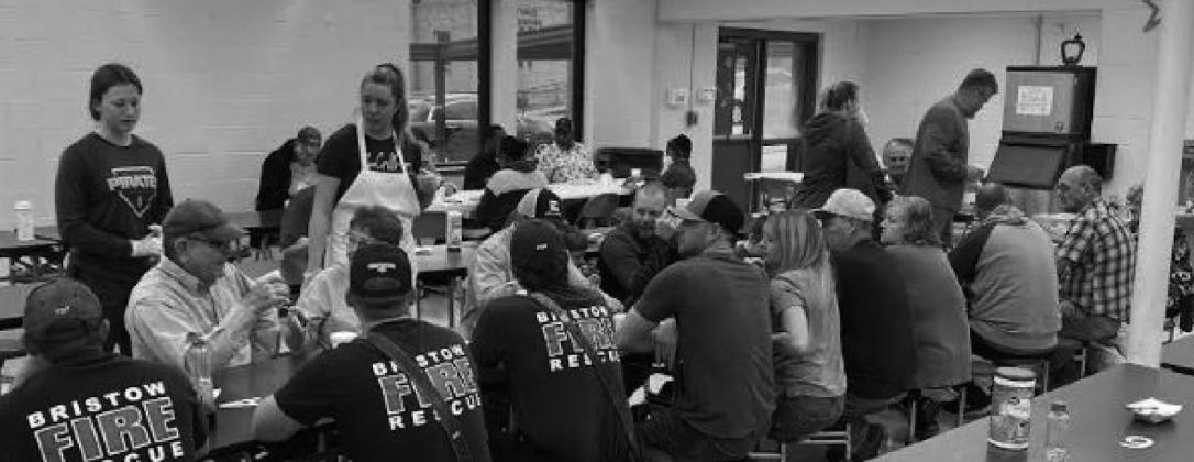 The Bristow First Department enjoyed pancakes at the Noon Lions Club’s 80th annual pancake breakfast. courtesy photo
