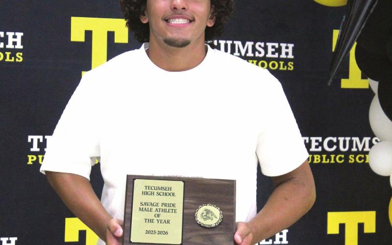 Senior Aveon Stokes won the Savage Pride Male Athlete of the Year during the Tecumseh High School Athletic Awards on May 18.